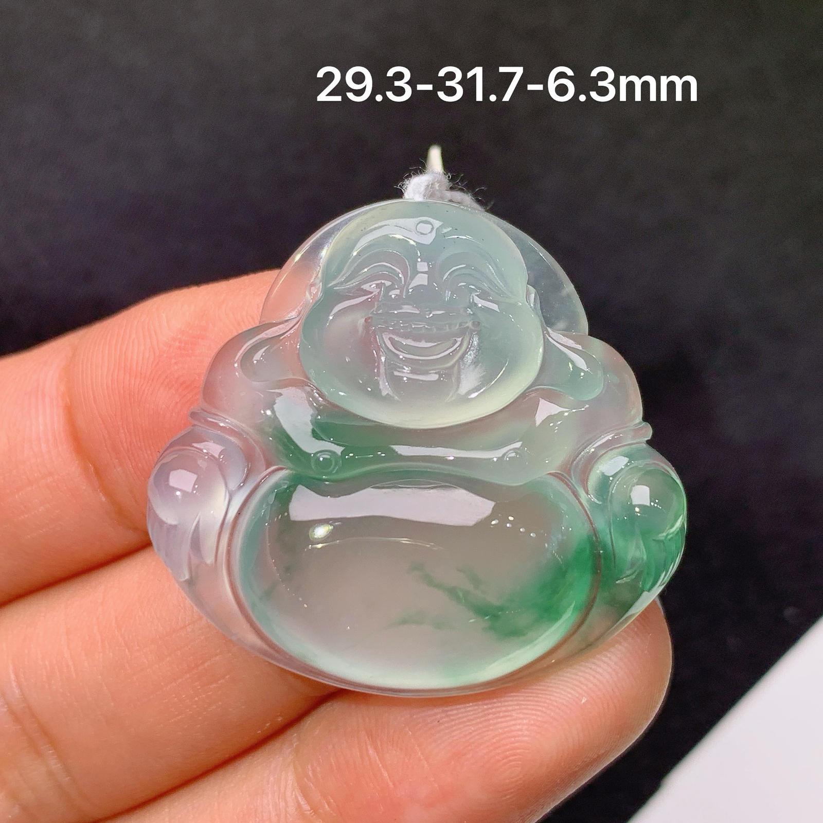 冰飘花笑佛吊坠 冰冰润润，玉质细腻，品相好，种水足，Fl 尺寸29.3*31.7*6.3