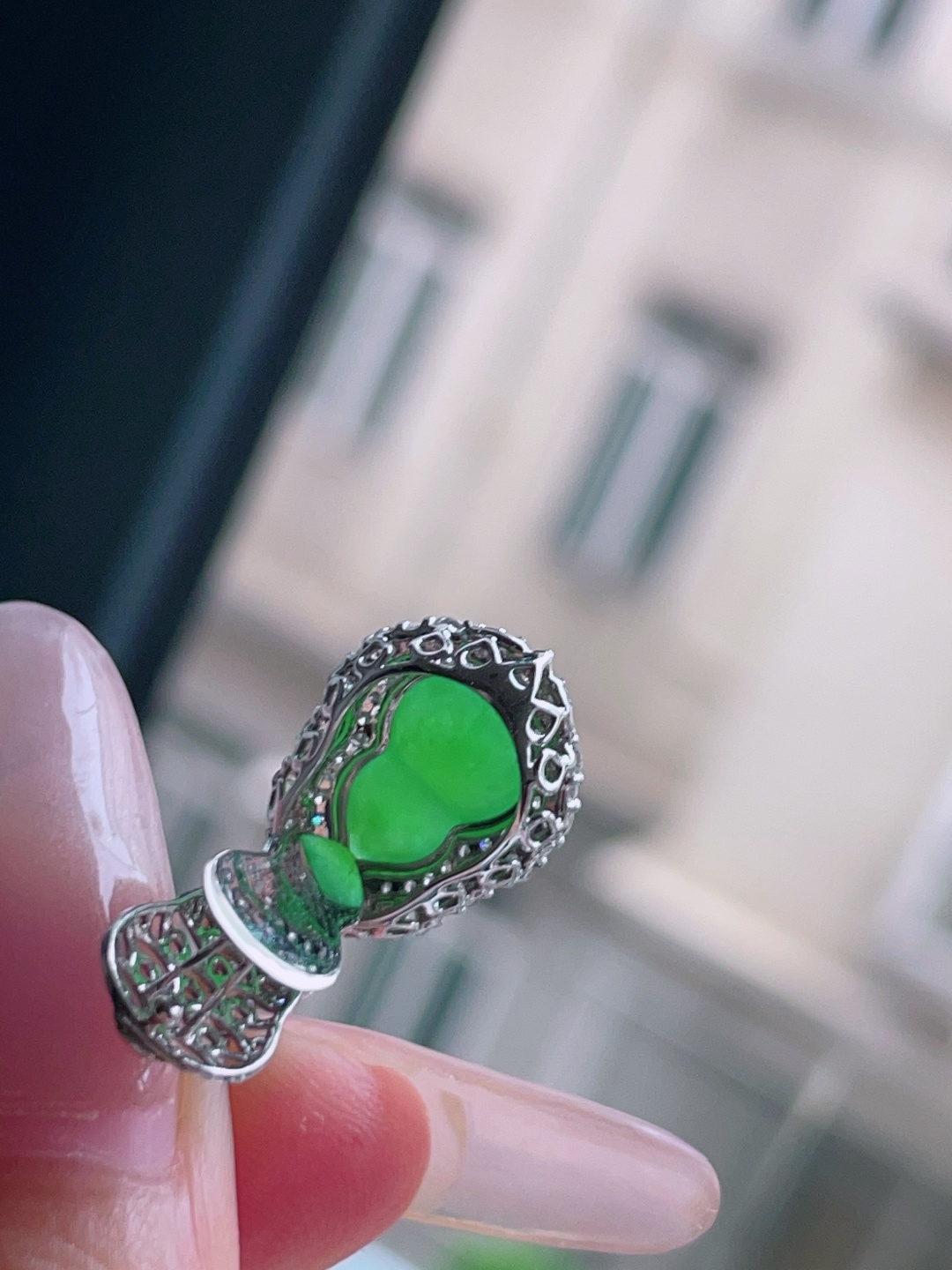 ️ 冰种阳绿葫芦 色泽鲜艳 种老水润 18k金镶嵌 整体 22.6/11.8/9.3 裸石 11.2/7.4