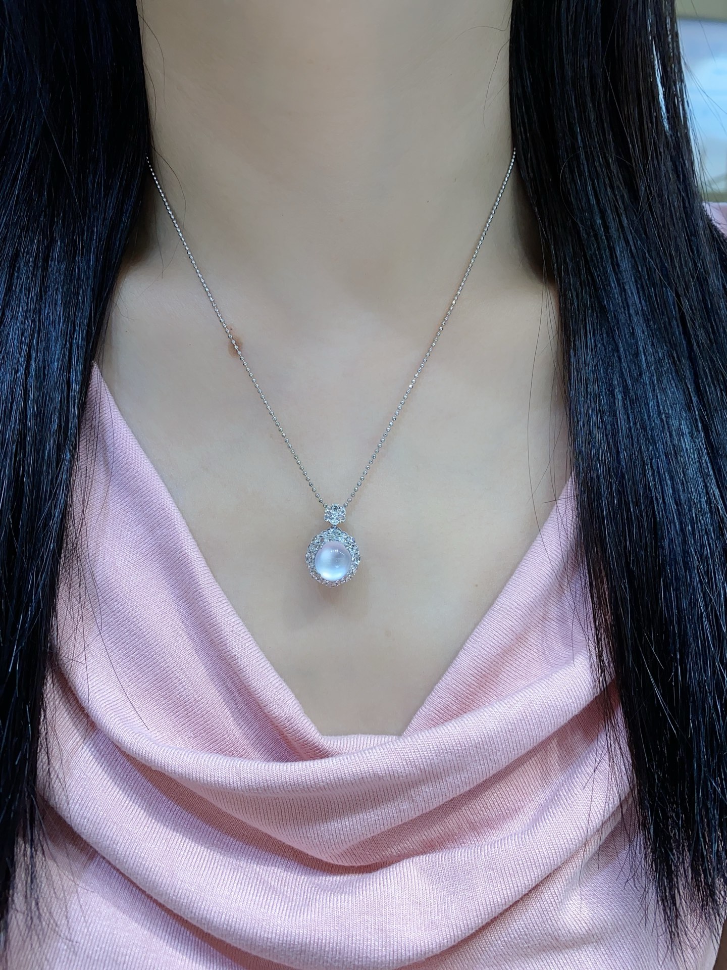 冰种 纯净 茅台白 起光 蛋面 吊坠 戒指 两用款 18k金尺寸21.2/15.5-14.1/11.6（裸石10-9-4.5）