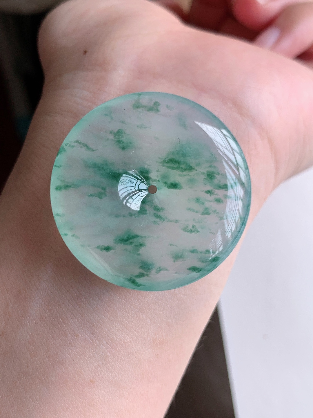 ️ 冰种飘花平安扣，冰透水润，飘花灵动，自然光拍摄，110419