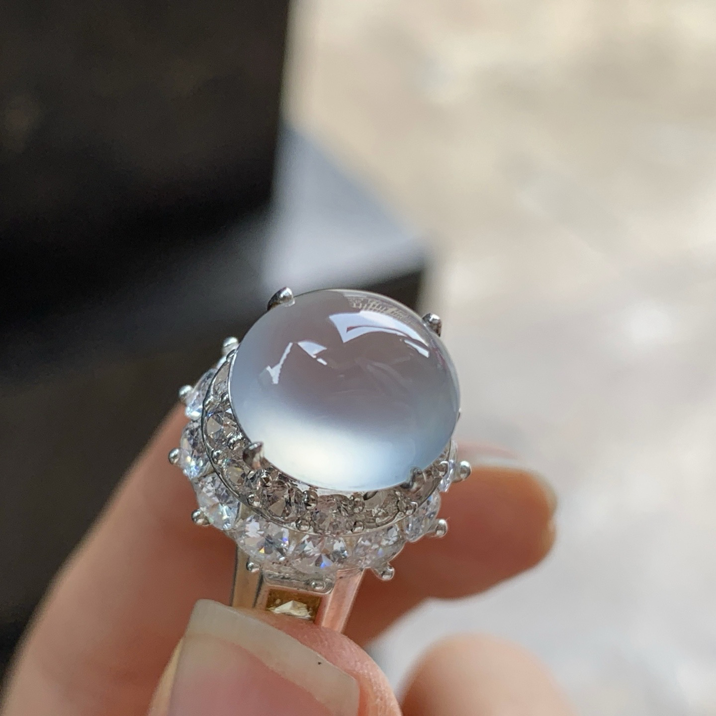 冰种戒面^_^透亮 饱满 铜托