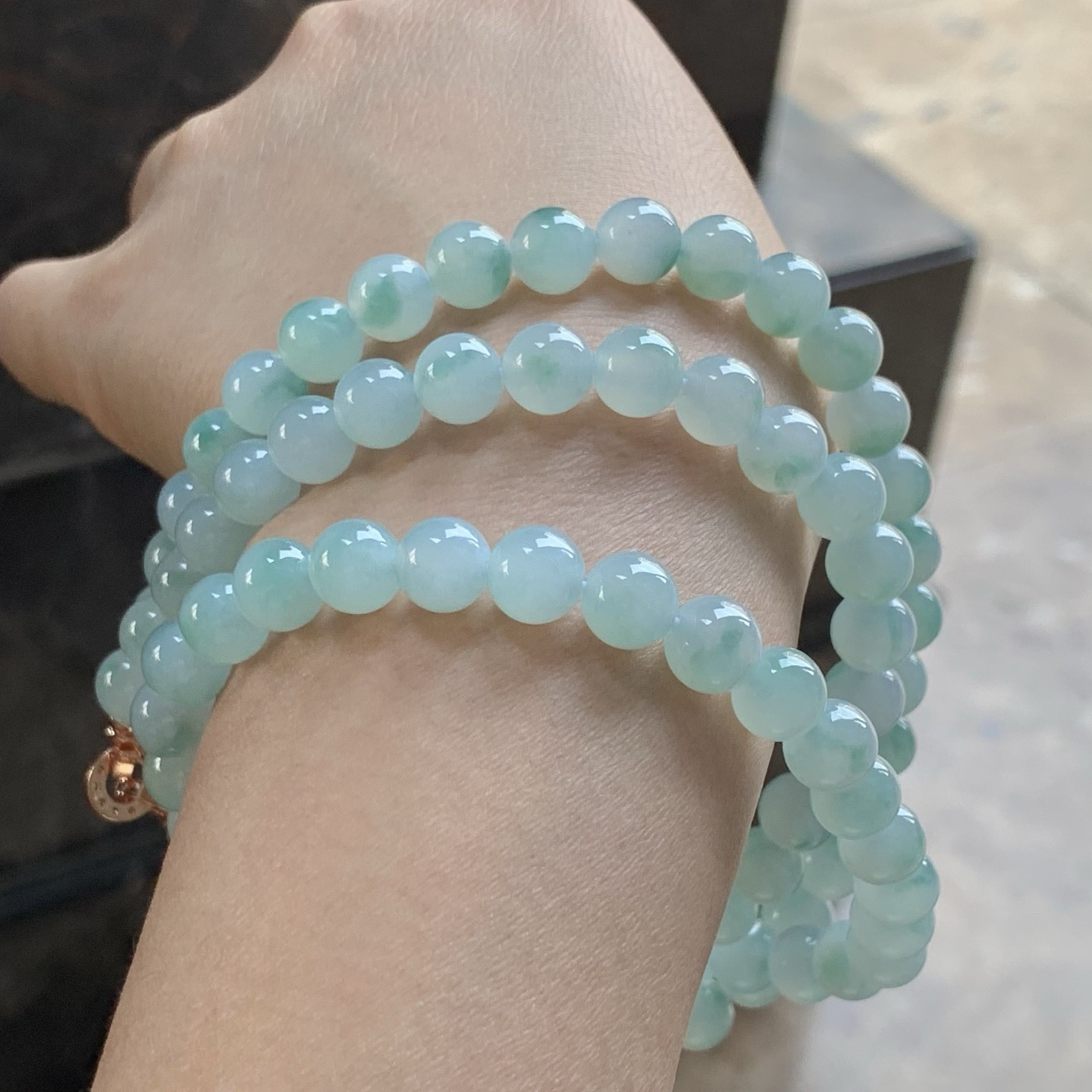 蓝花珠链^_^玉质温润 清新