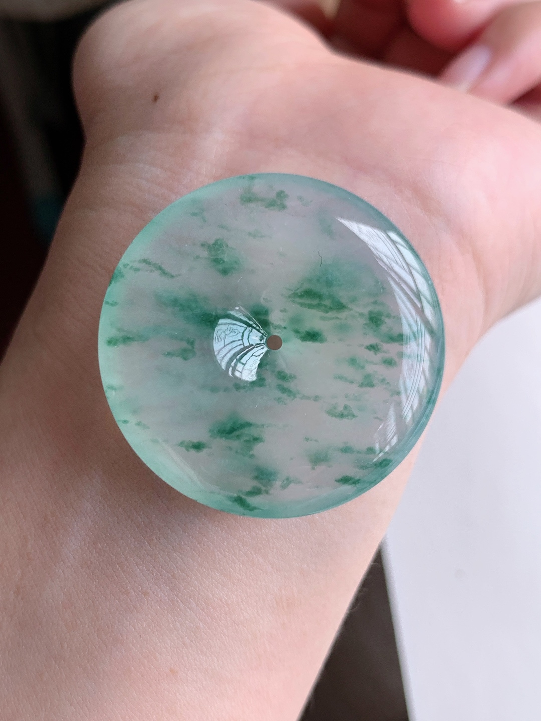 ️ 冰种飘花平安扣，冰透水润，飘花灵动，自然光拍摄，110419