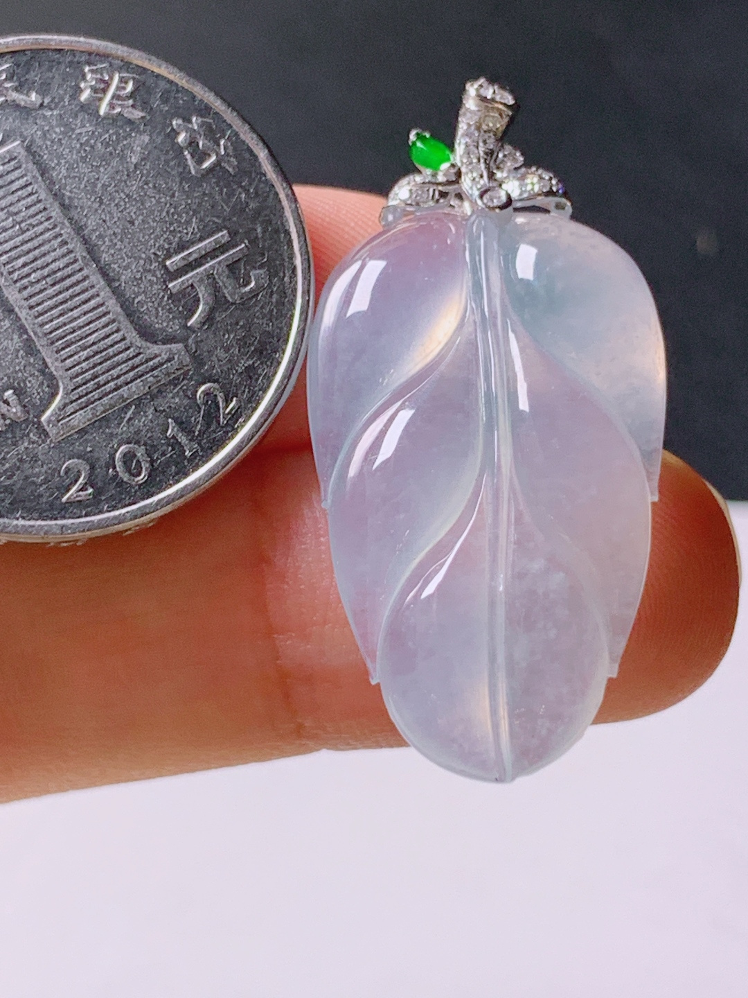 ️ 冰种树叶吊坠，无裂冰透水灵，裸石27.9-16.9-5.234.3