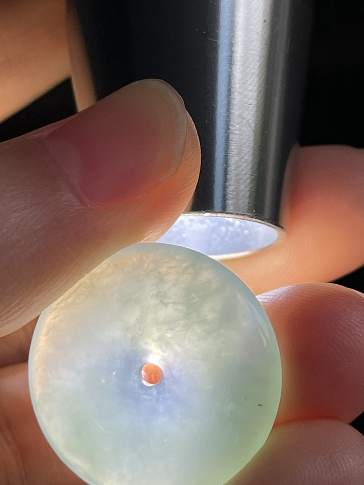 翡翠冰糯种淡绿色平安扣