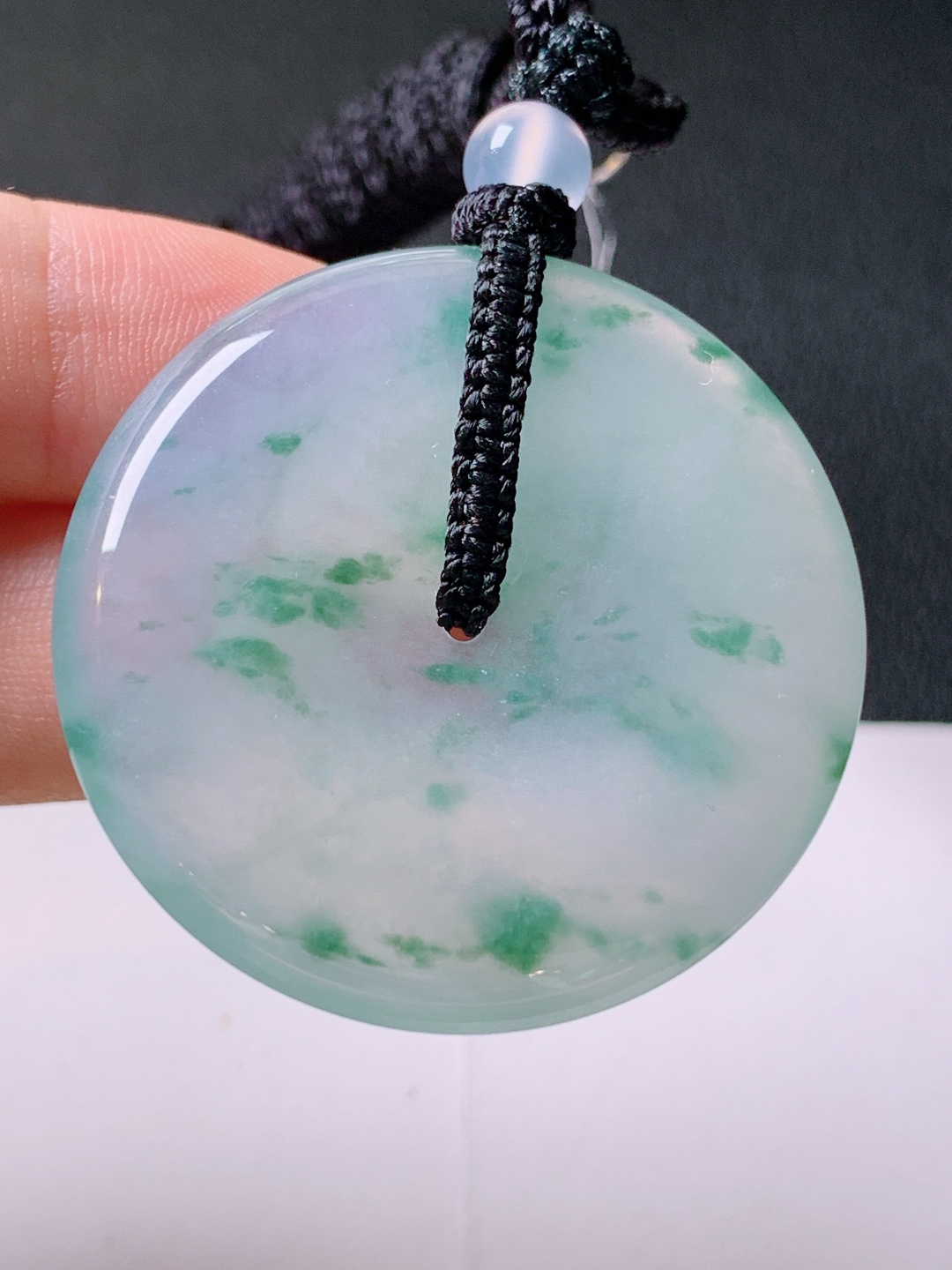 ️ 冰种飘花平安扣，无裂冰润起胶，飘花灵动，裸石38.1-5.9