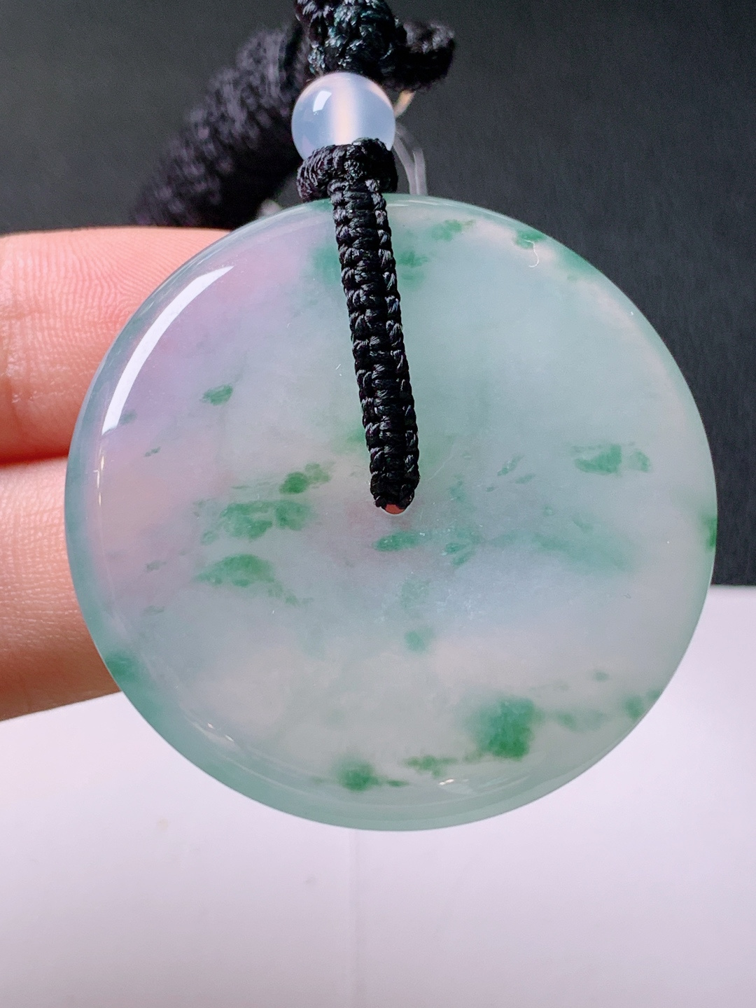 ️ 冰种飘花平安扣，无裂冰润起胶，飘花灵动，裸石38.1-5.9