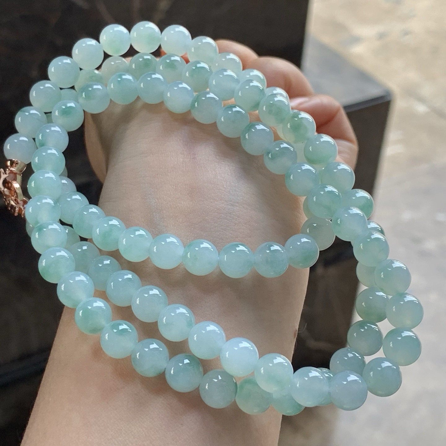 蓝花珠链^_^玉质温润 清新