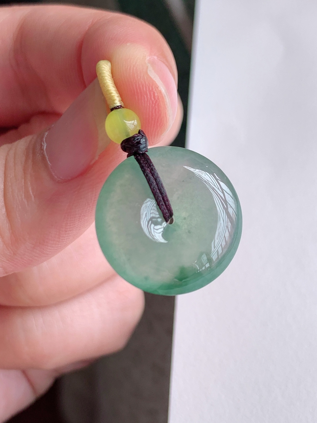 ️ 冰晴水飘花平安扣，无裂冰润色好，裸石19-4.9，自然光拍摄