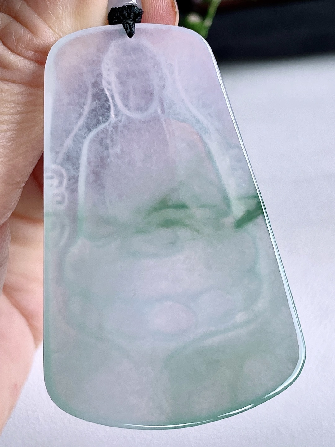 冰飘花阿弥陀佛牌吊坠，缅料 性比高，66.6-42-4.4，33.4克，无裂