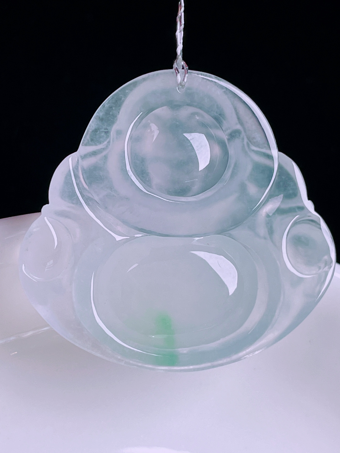 ️冰种佛公，老种起光，细底通透，尺寸：31.6/33.7/5.8mm0422