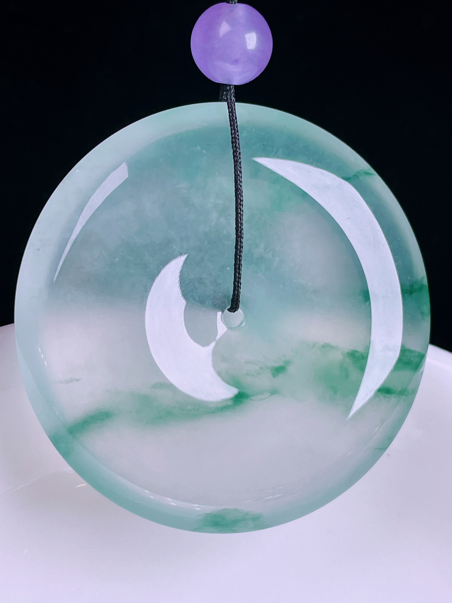 ️冰种平安扣，老种起光，细底通透，尺寸：34.2/6.2mm0422