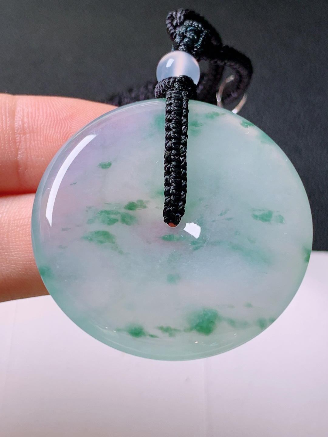 ️ 冰种飘花平安扣，无裂冰润起胶，飘花灵动，裸石38.1-5.9