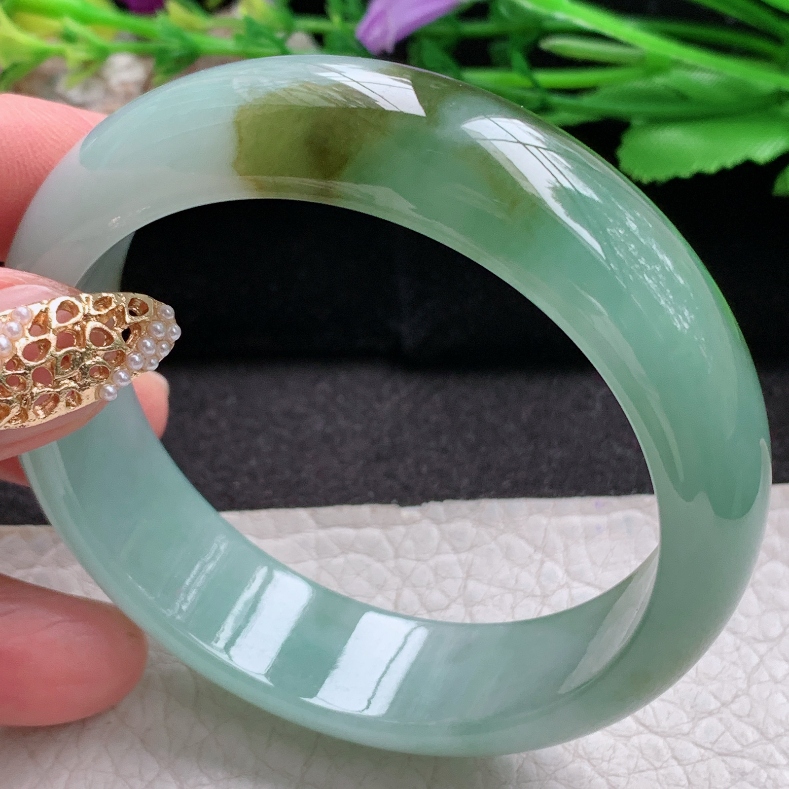 hh实拍55*16.2*7.8招财轮胎镯 天然缅甸翡翠a货手镯女款双彩厚装正圈玉镯子