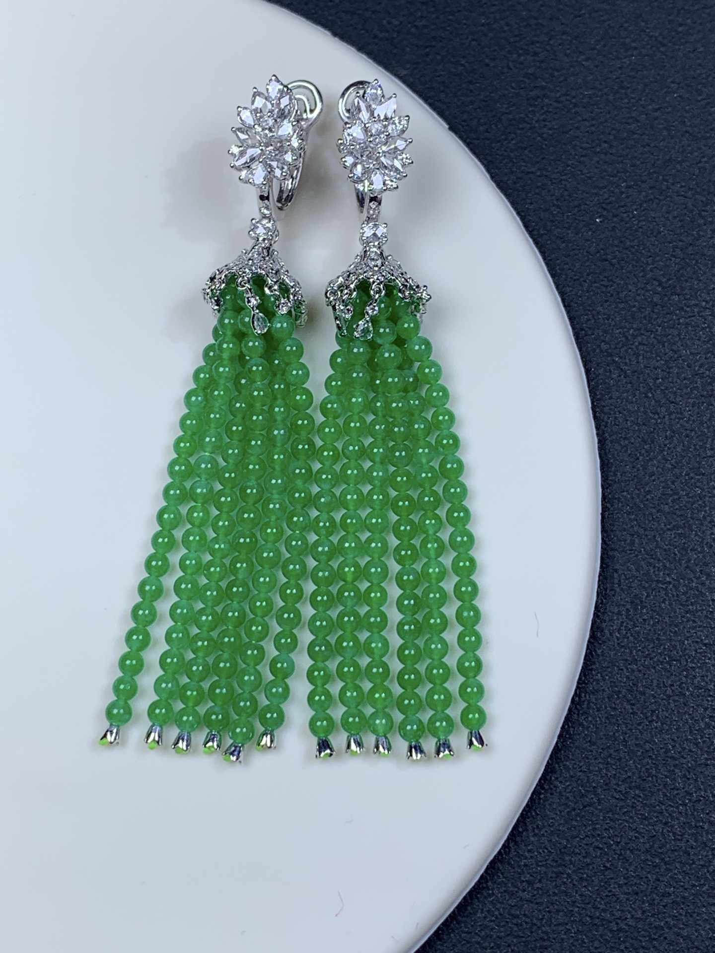 ️18k金镶嵌冰绿珠子耳包61-8.8-2.4