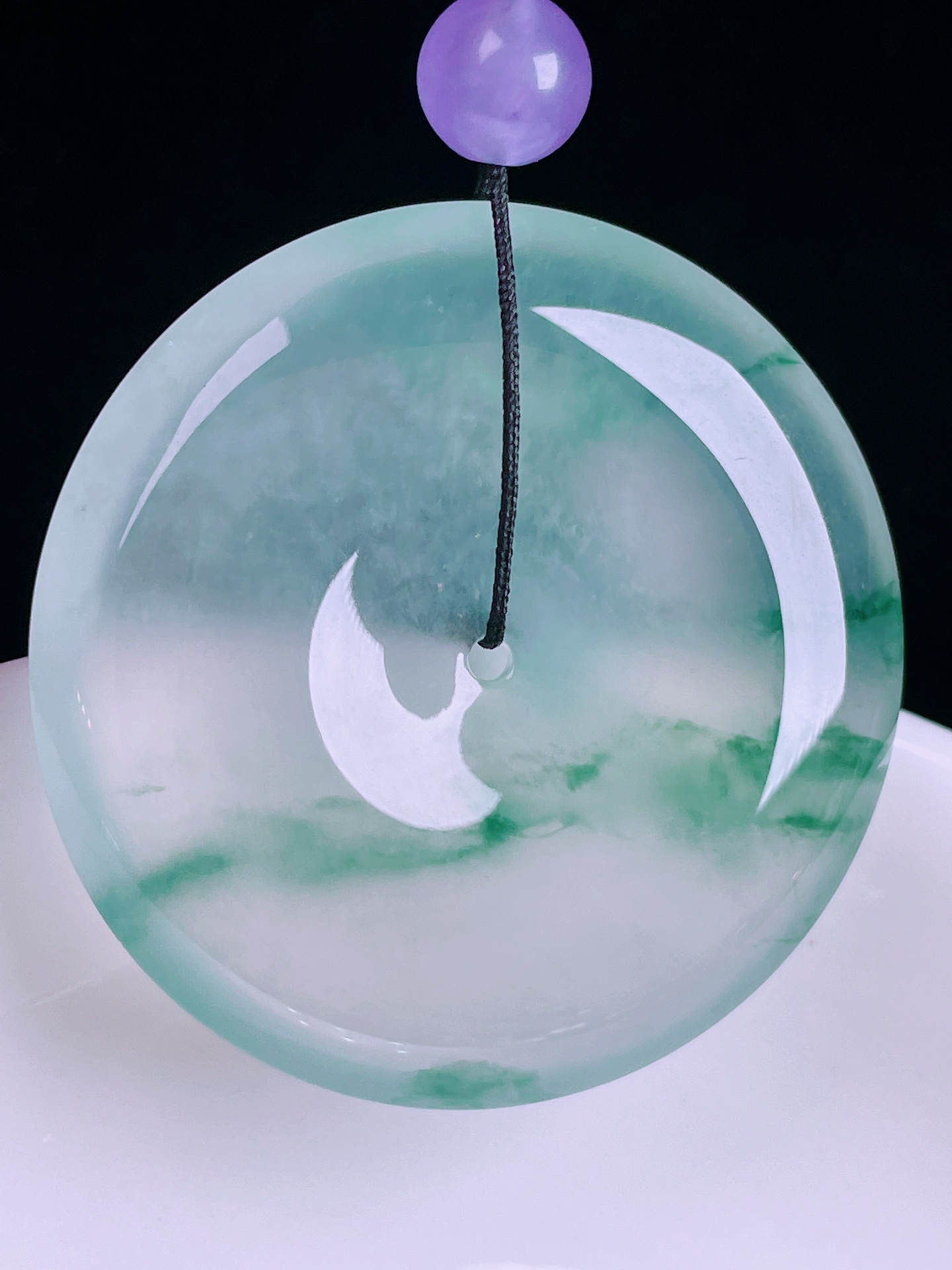 ️冰种平安扣，老种起光，细底通透，尺寸：34.2/6.2mm0422