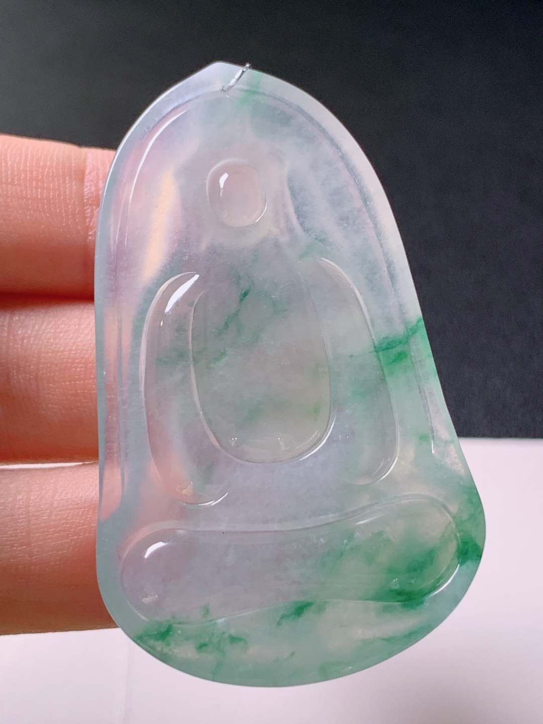 ️ 冰种飘花观音，无裂冰透水润，裸石54.4-32.1-6.1，18