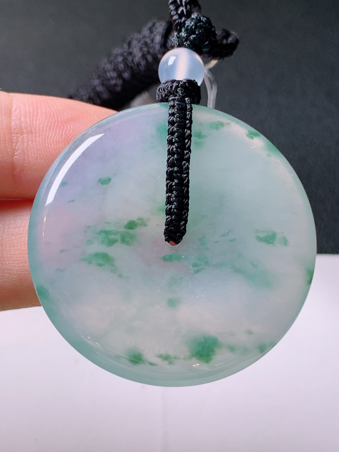 ️ 冰种飘花平安扣，无裂冰润起胶，飘花灵动，裸石38.1-5.9