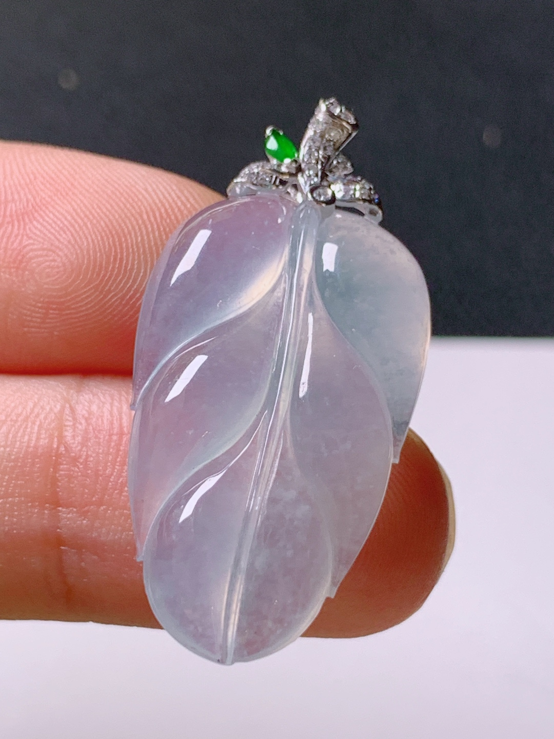 ️ 冰种树叶吊坠，无裂冰透水灵，裸石27.9-16.9-5.234.3