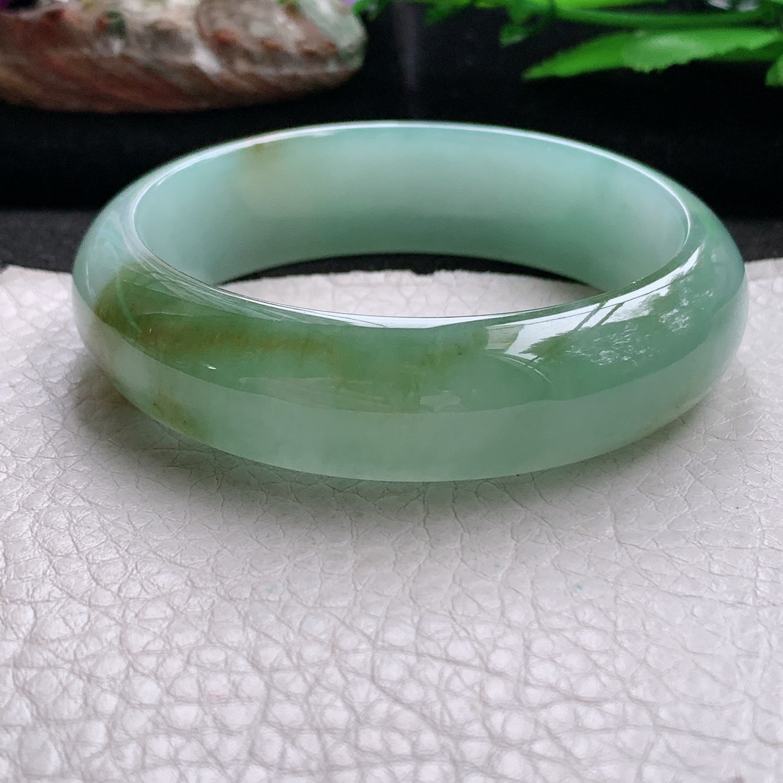 hh实拍55*16.2*7.8招财轮胎镯 天然缅甸翡翠a货手镯女款双彩厚装正圈玉镯子