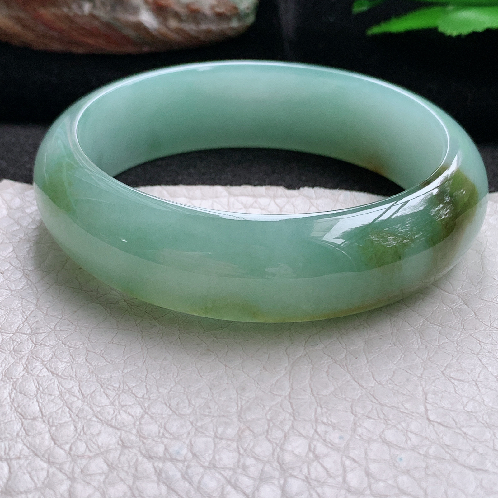 hh实拍55*16.2*7.8招财轮胎镯 天然缅甸翡翠a货手镯女款双彩厚装正圈玉镯子
