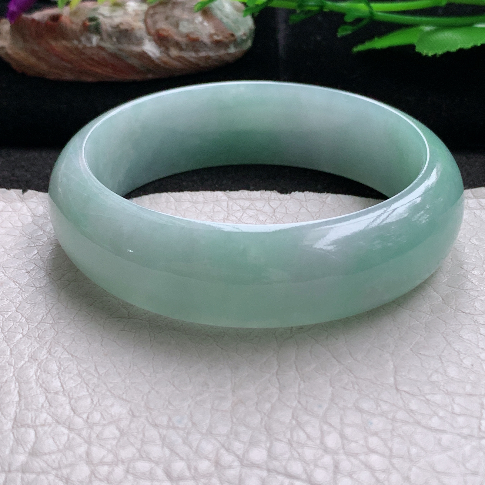 nr实拍55.517*8轮胎镯 天然缅甸翡翠a货手镯浅绿厚装正圈玉镯子