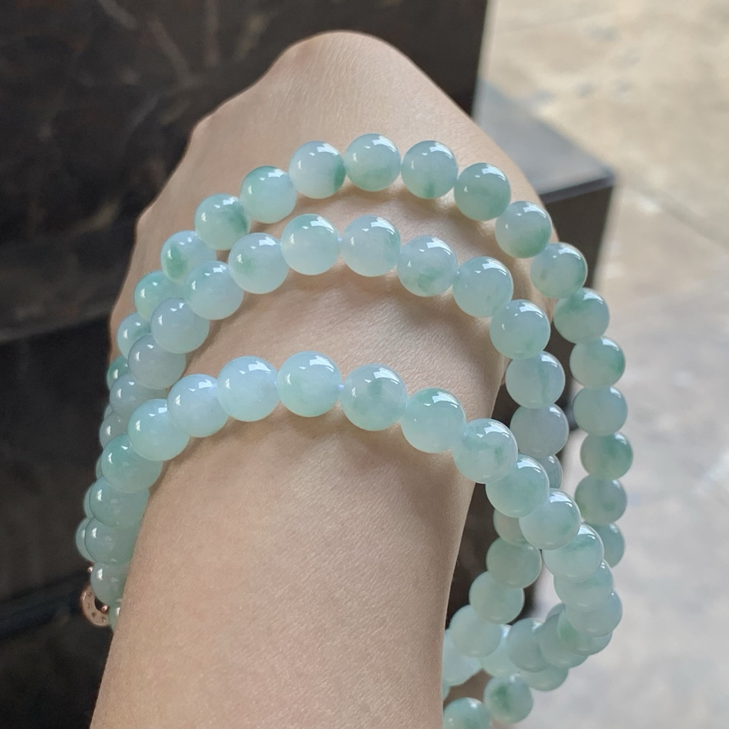 蓝花珠链^_^玉质温润 清新