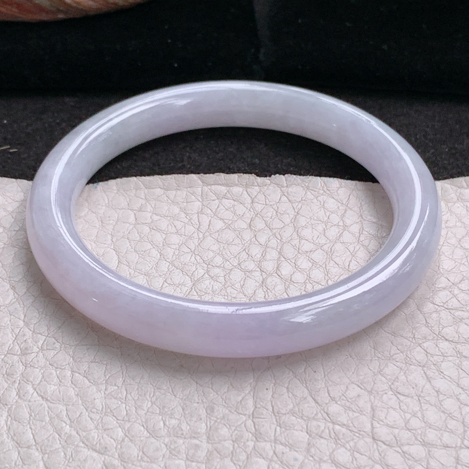 n小圈口52.5*8.5*8美人镯 天然缅甸翡翠a货手镯淡紫圆条叮当镯 玉镯子