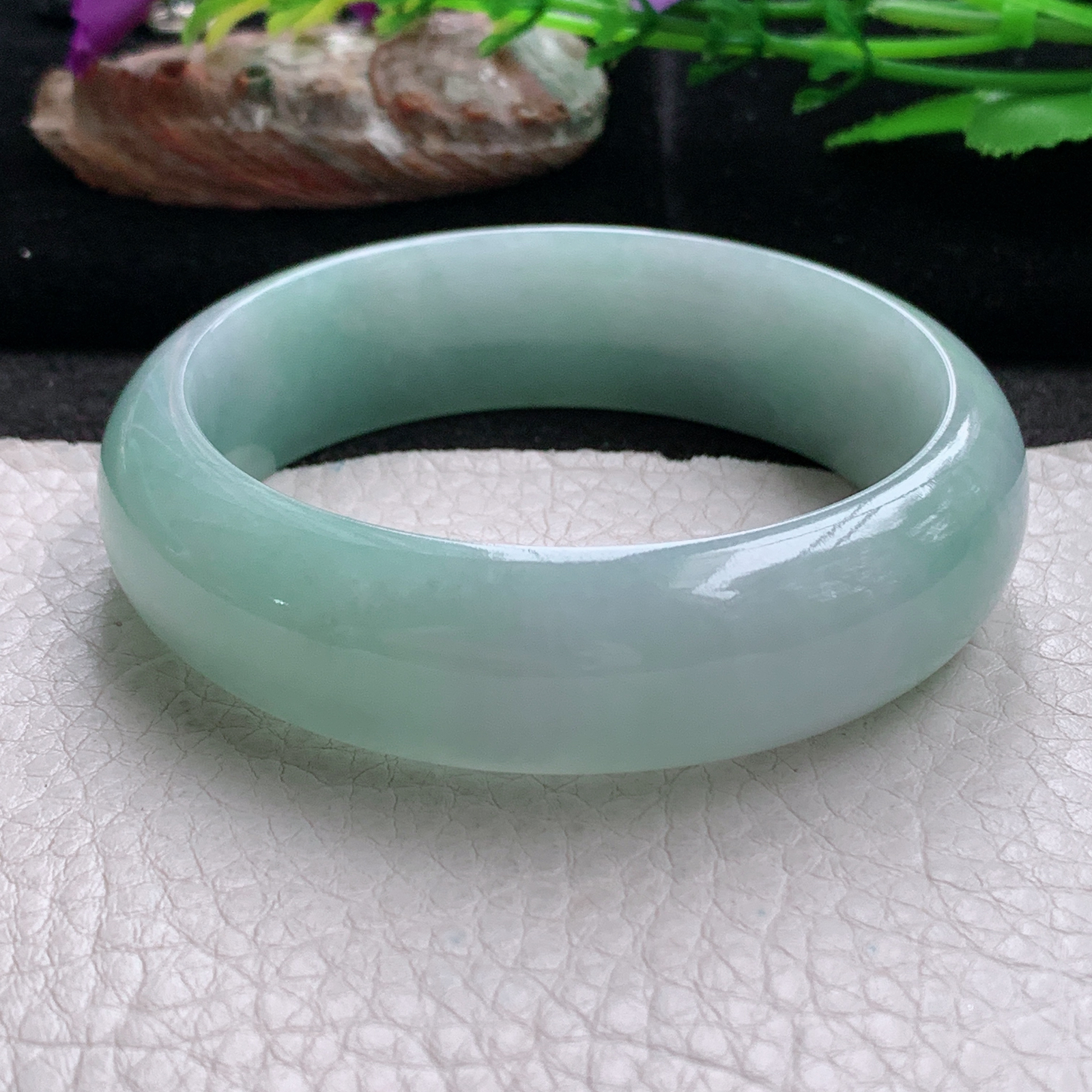 nr实拍55.517*8轮胎镯 天然缅甸翡翠a货手镯浅绿厚装正圈玉镯子