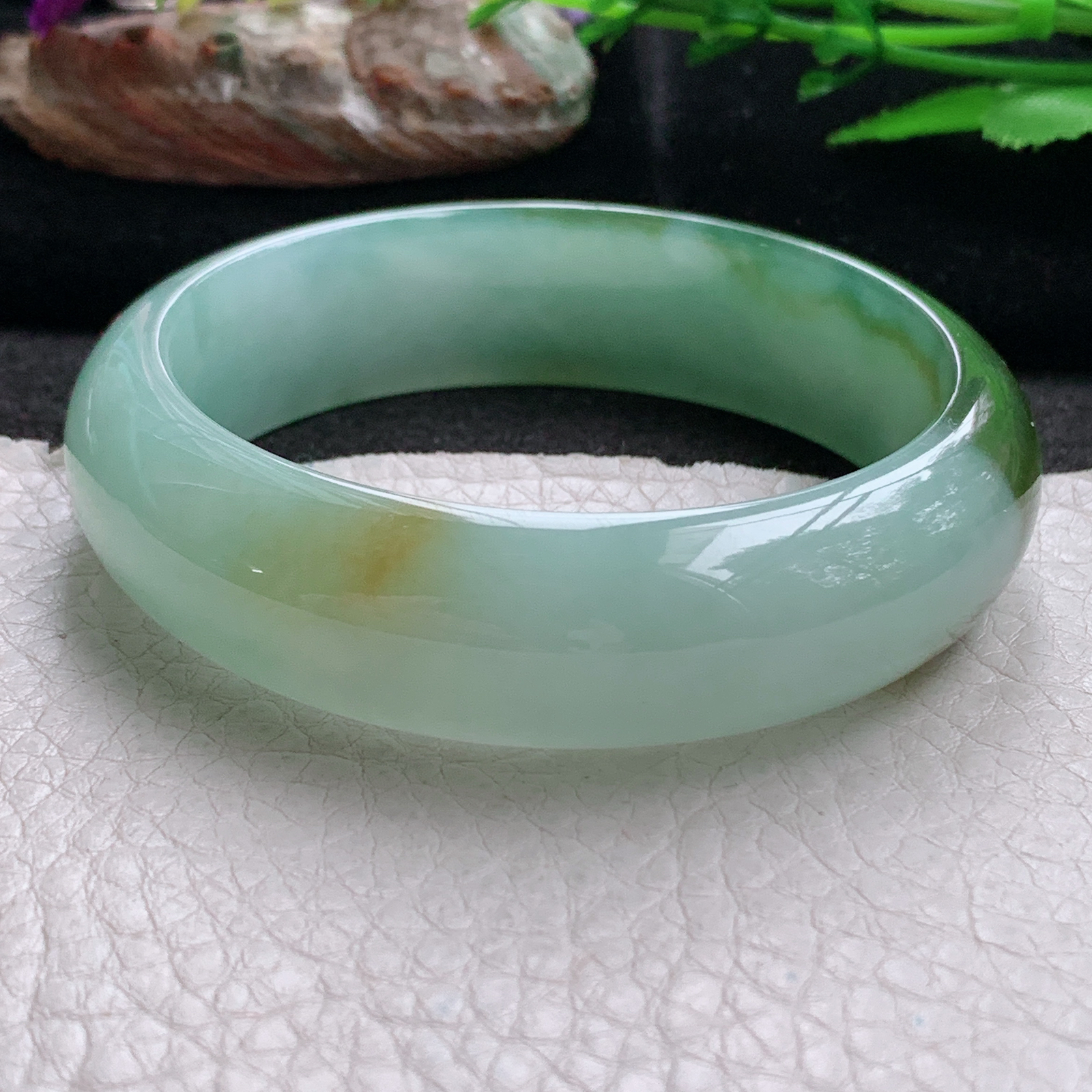 hh实拍55*16.2*7.8招财轮胎镯 天然缅甸翡翠a货手镯女款双彩厚装正圈玉镯子