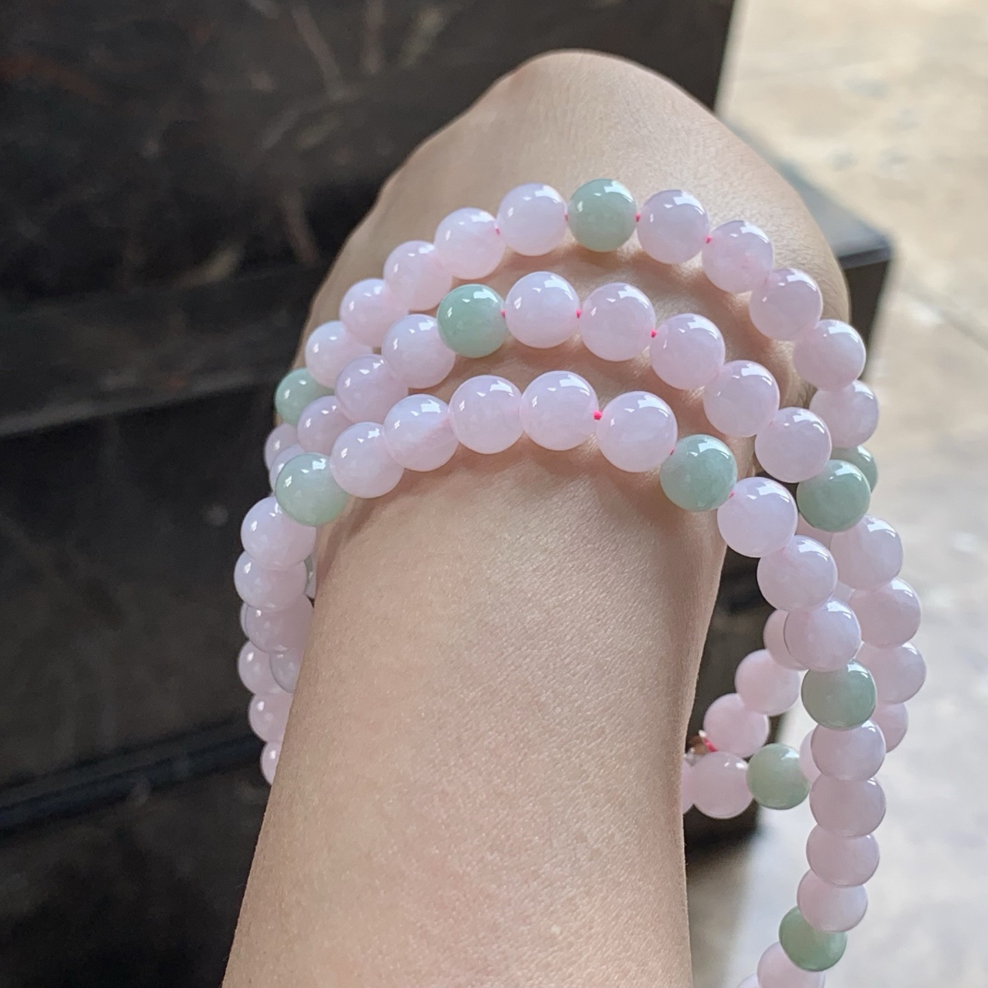 粉春珠链^_^玉质温润