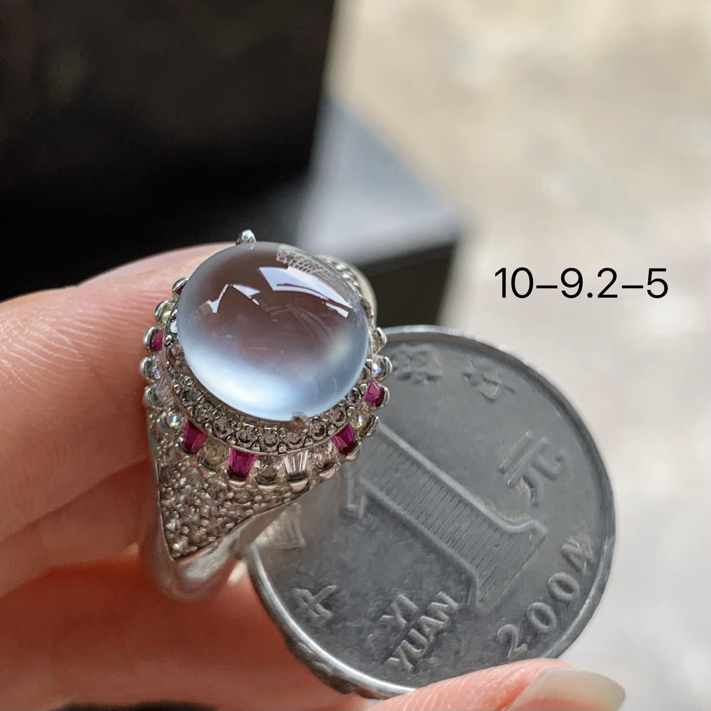 高冰戒面^_^透亮 强荧光 铜托