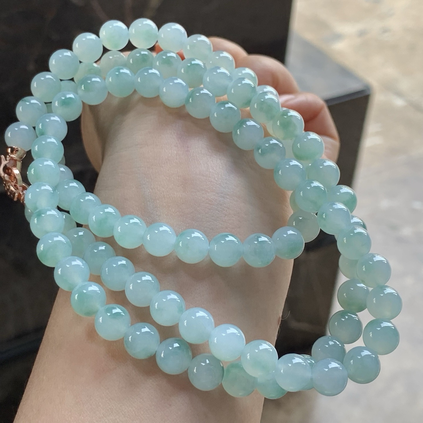 蓝花珠链^_^玉质温润 清新