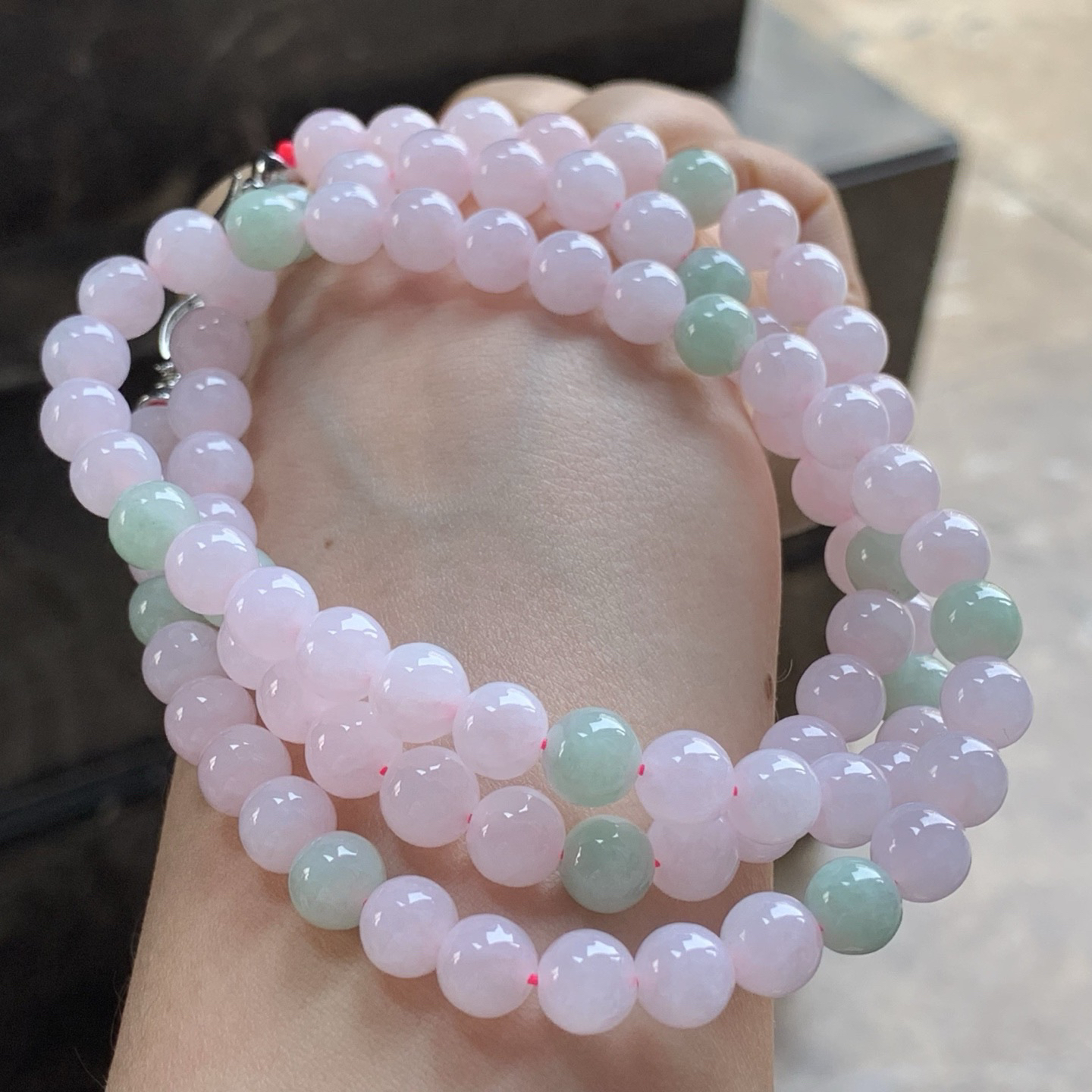 粉春珠链^_^玉质温润