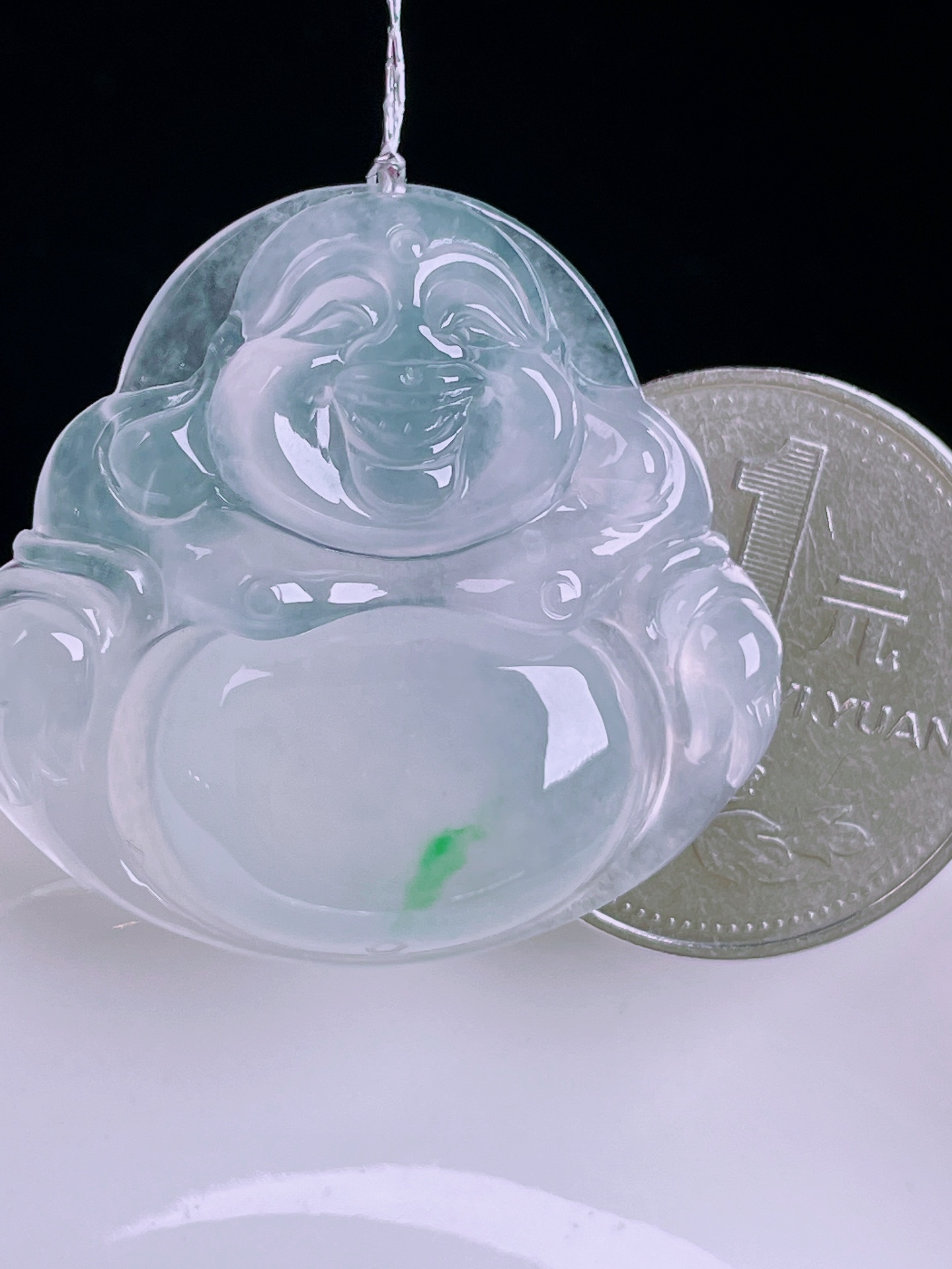 ️冰种佛公，老种起光，细底通透，尺寸：31.6/33.7/5.8mm0422