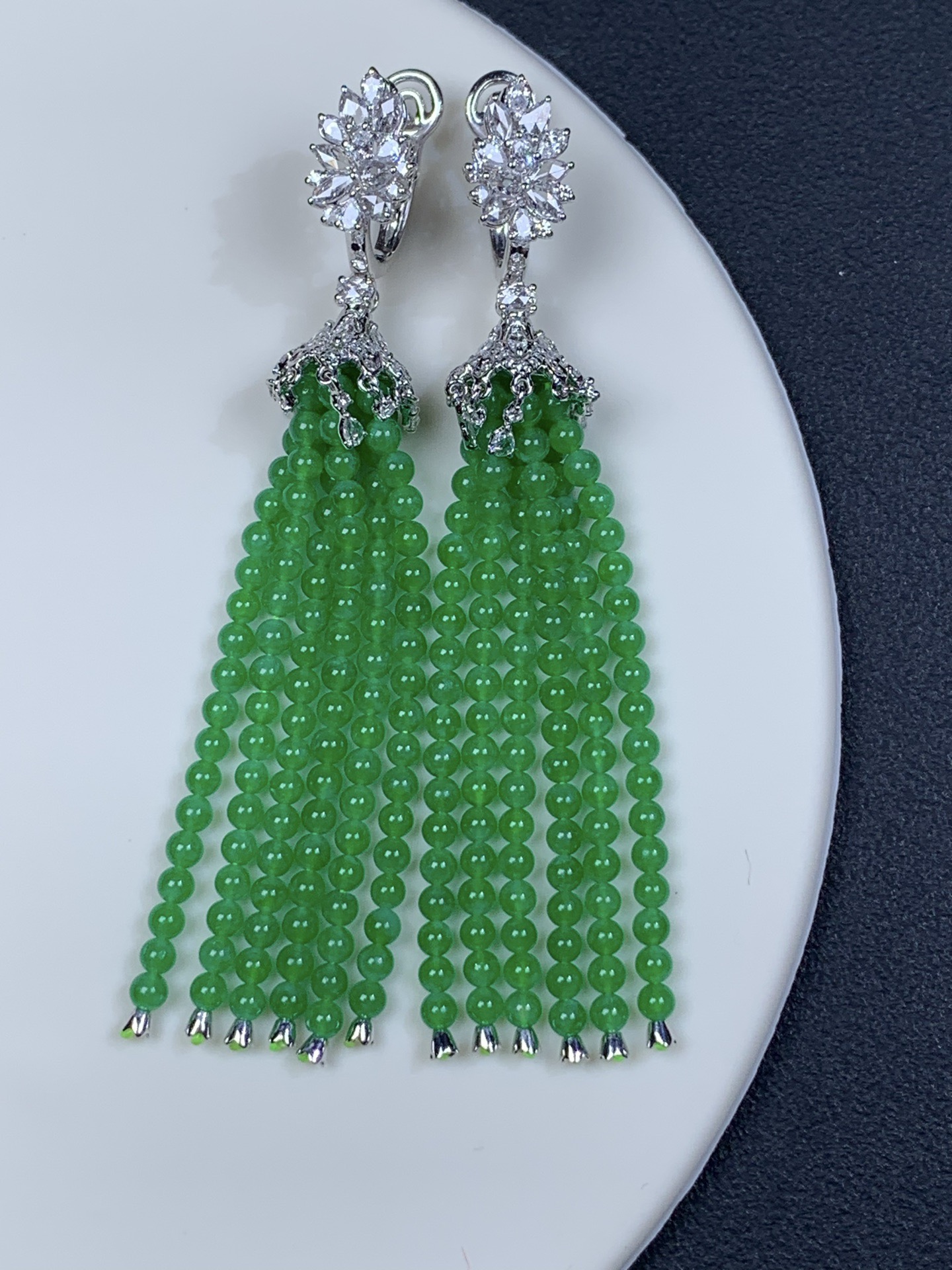 ️18k金镶嵌冰绿珠子耳包61-8.8-2.4