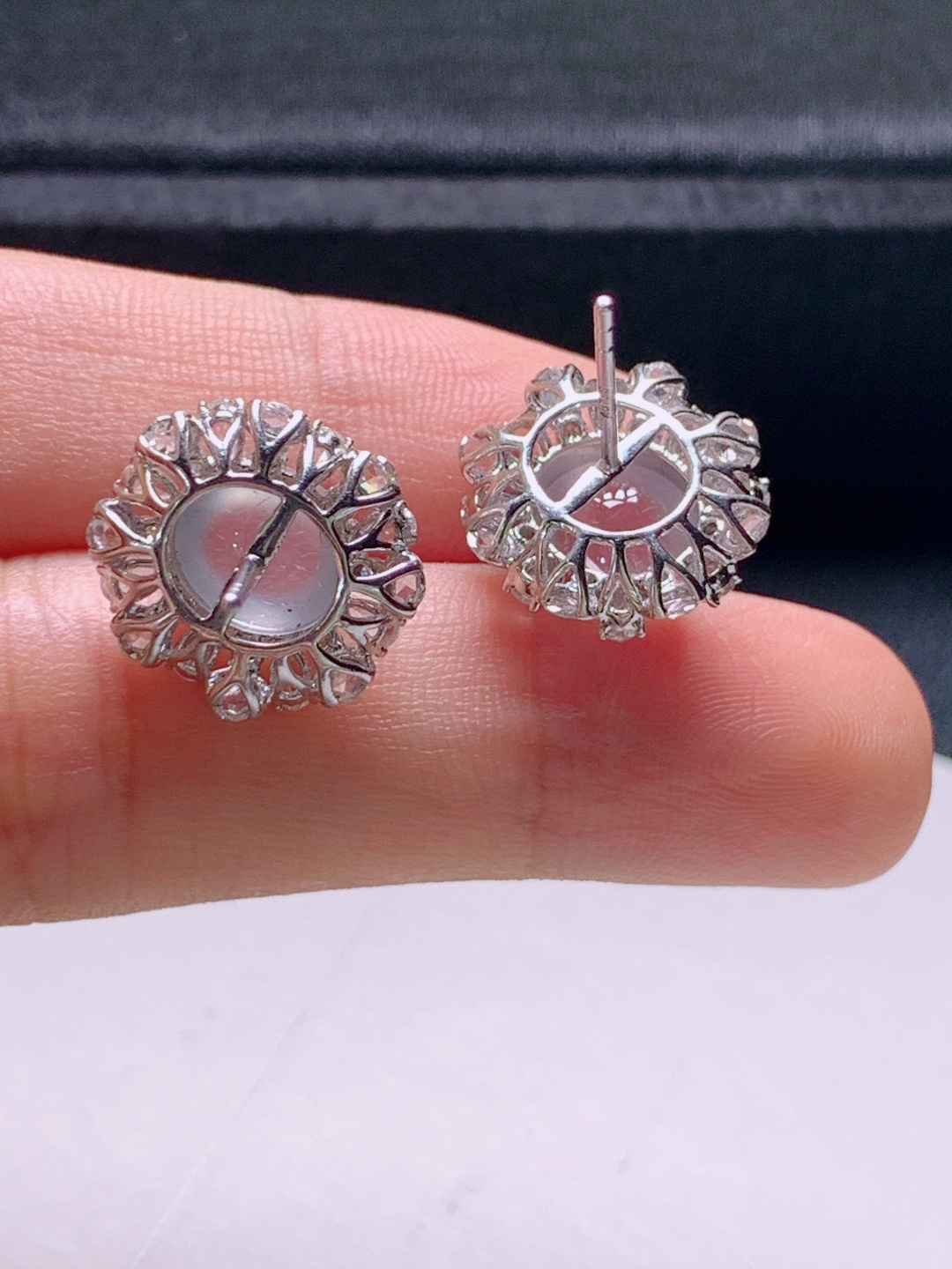 ️  冰种旦面耳钉，无裂通透起光，裸石8.5-7.6-4.9