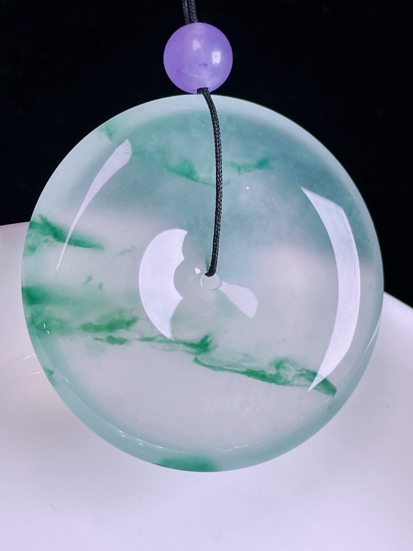 ️冰种平安扣，老种起光，细底通透，尺寸：34.2/6.2mm0422