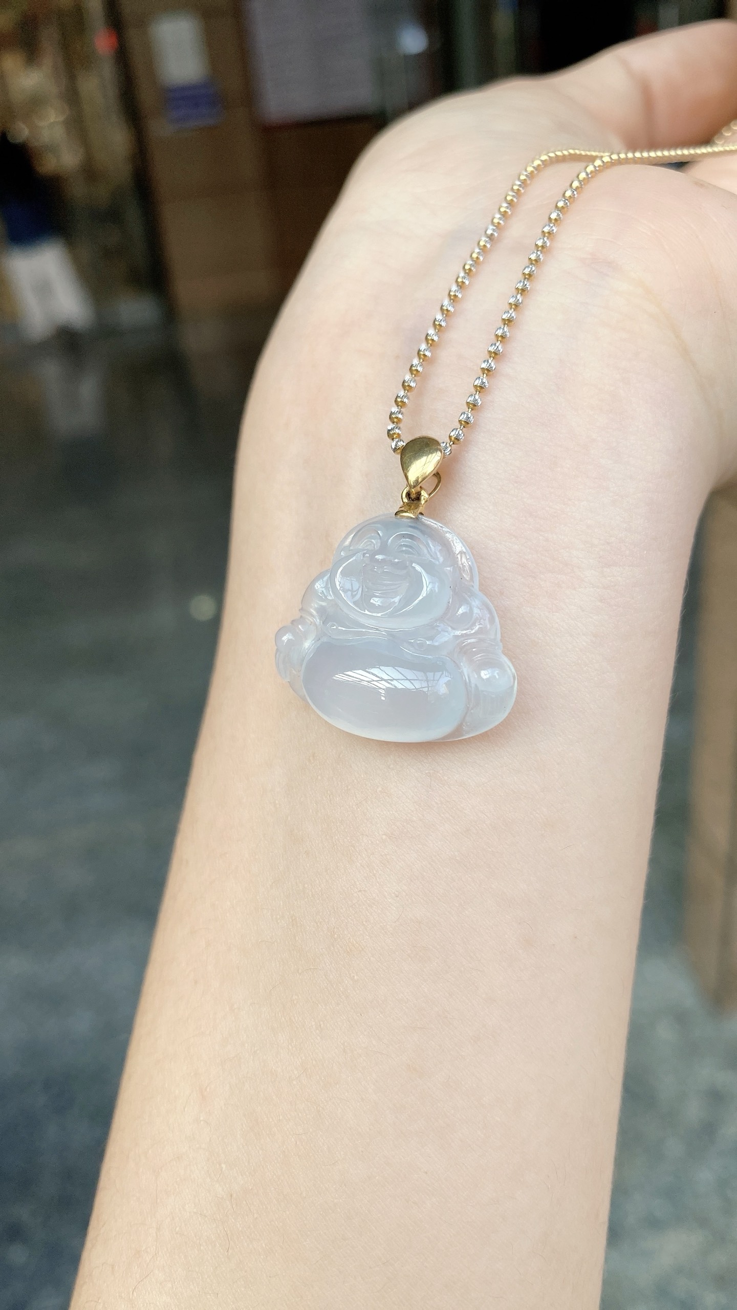 福利：4888 /不议 · 代理自加自然光· 冰胶佛公吊坠18K · 整：27.4*24.4*7.6