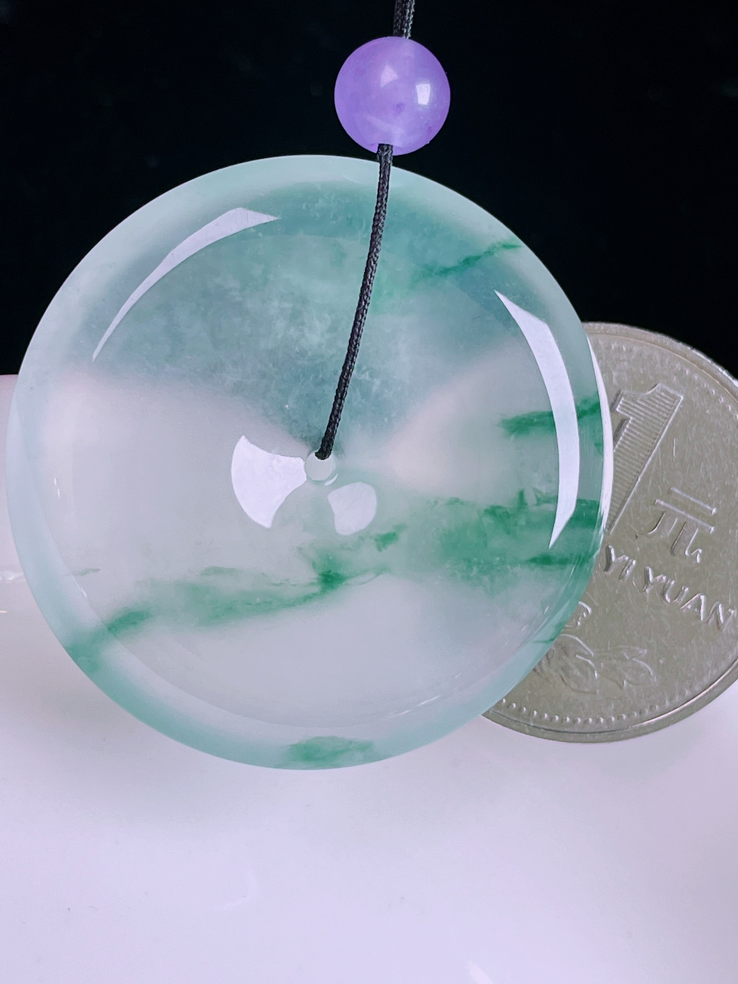 ️冰种平安扣，老种起光，细底通透，尺寸：34.2/6.2mm0422