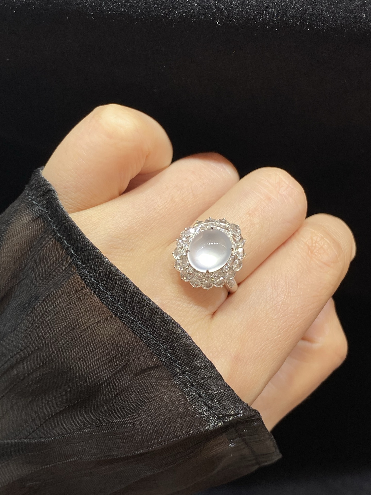 冰种 起光 茅台白 蛋面 吊坠 戒指 两用款18k金尺寸24.2/18-16-12.5（裸石10-8.8-4.3）