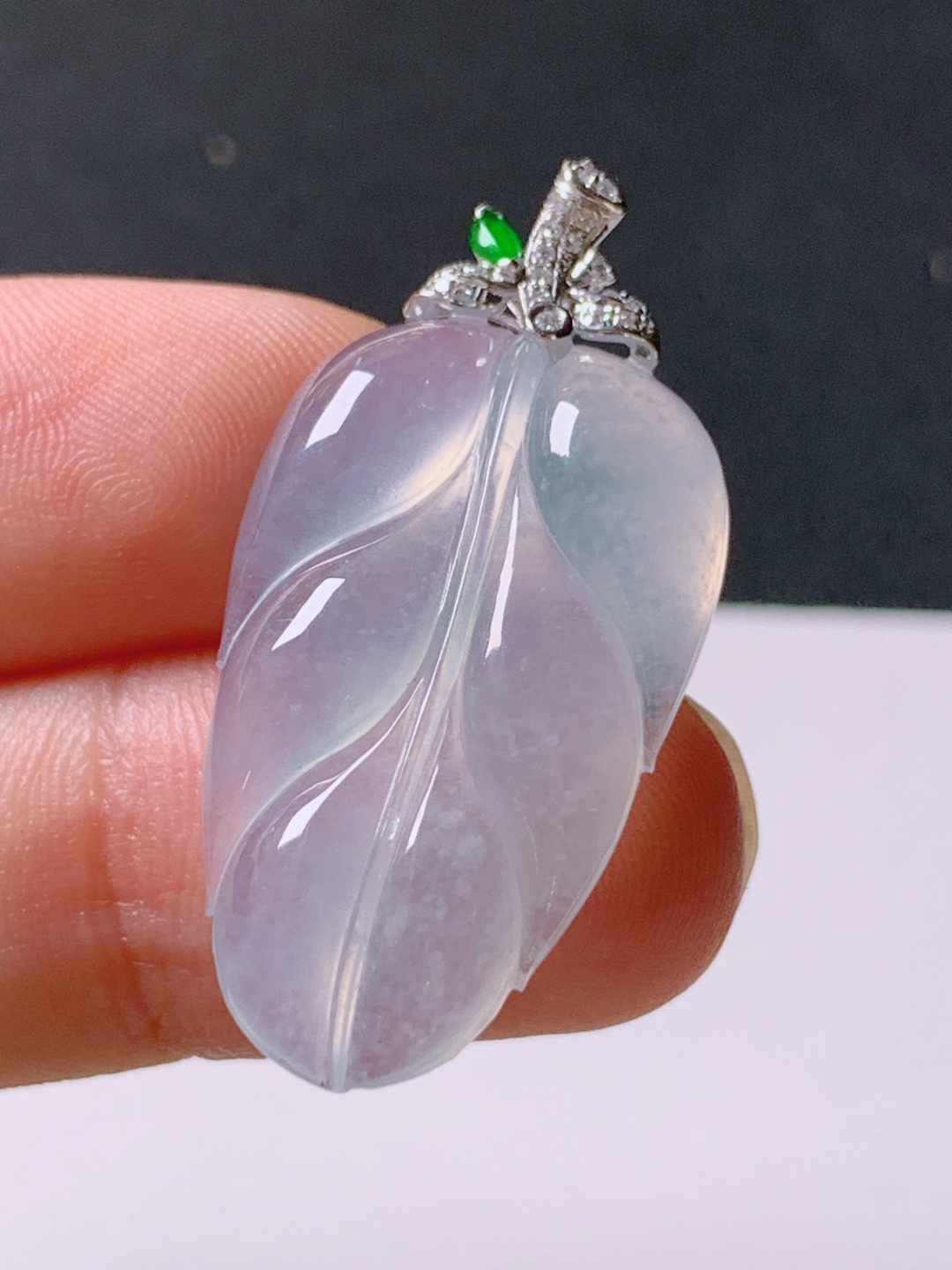 ️ 冰种树叶吊坠，无裂冰透水灵，裸石27.9-16.9-5.234.3