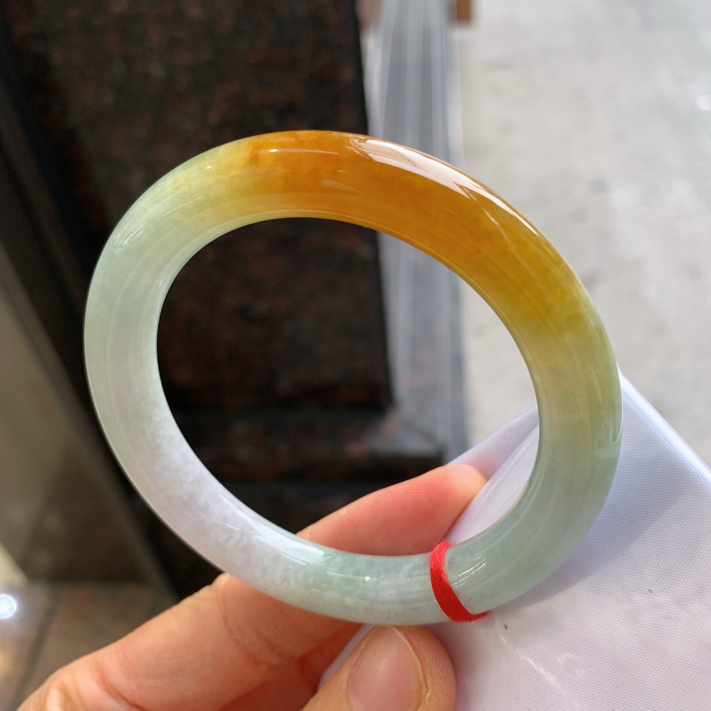 圆条黄翡 有纹 尺寸：56.3/10 版型好