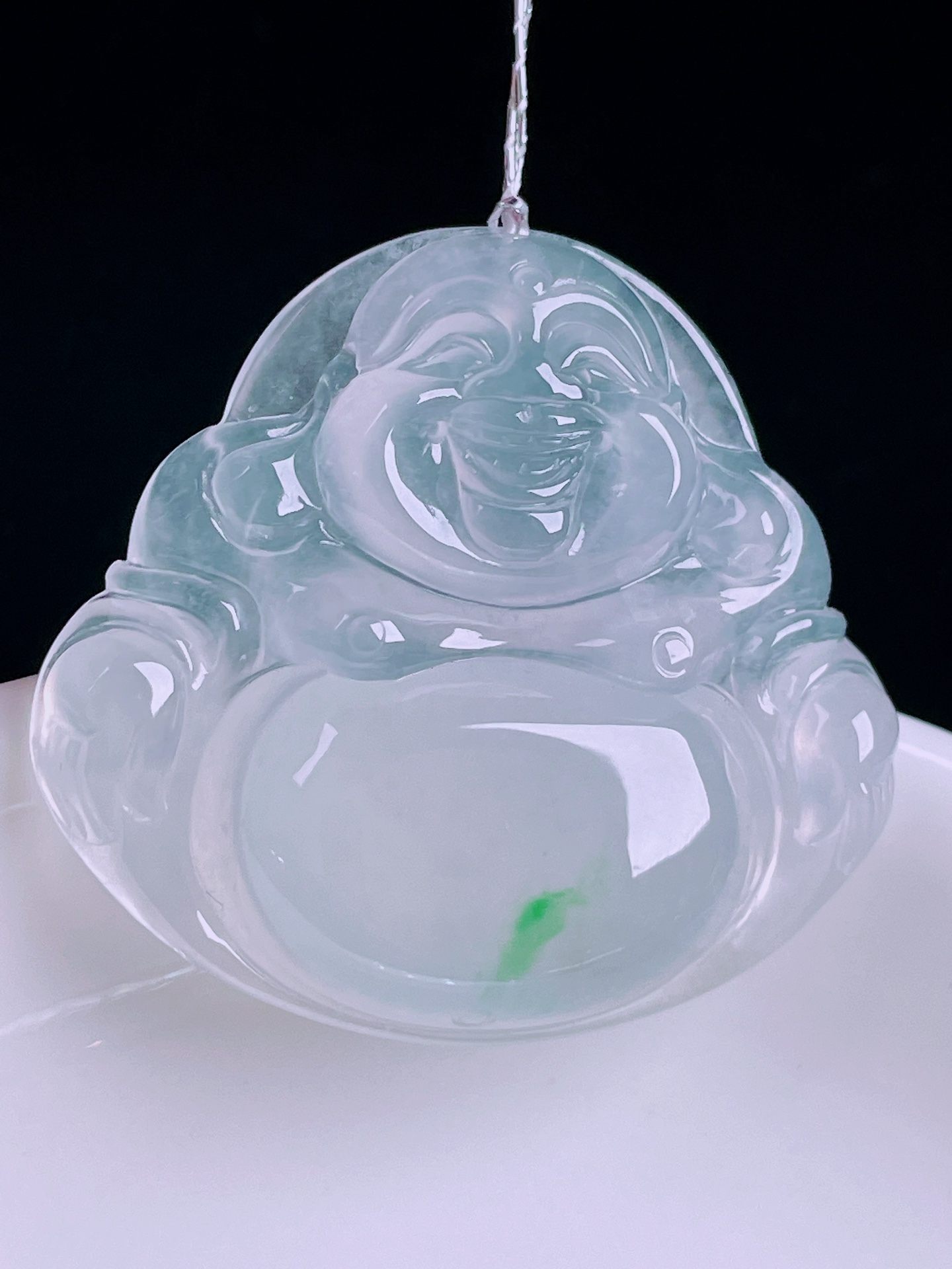 ️冰种佛公，老种起光，细底通透，尺寸：31.6/33.7/5.8mm0422