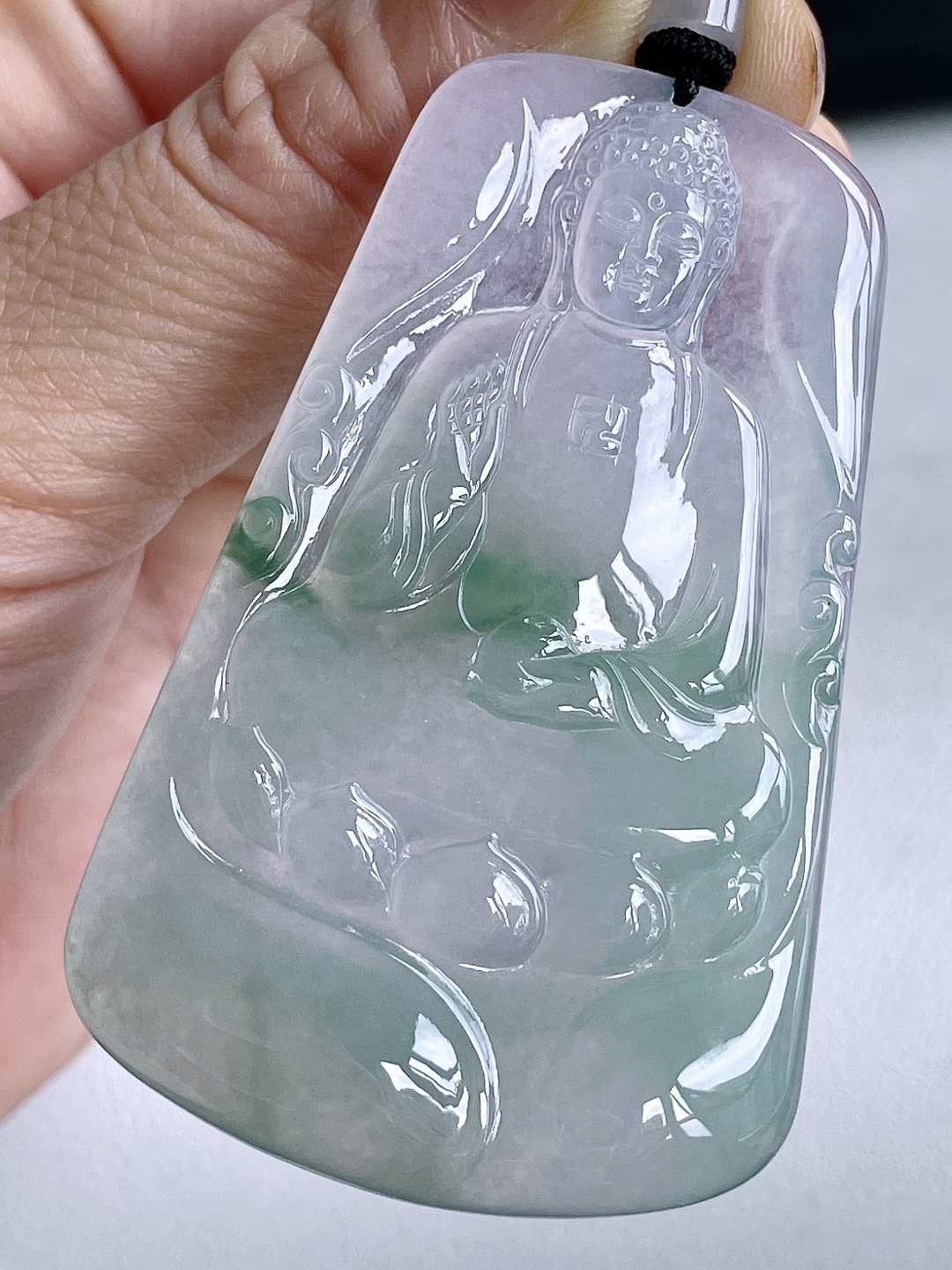 冰飘花阿弥陀佛牌吊坠，缅料 性比高，66.6-42-4.4，33.4克，无裂