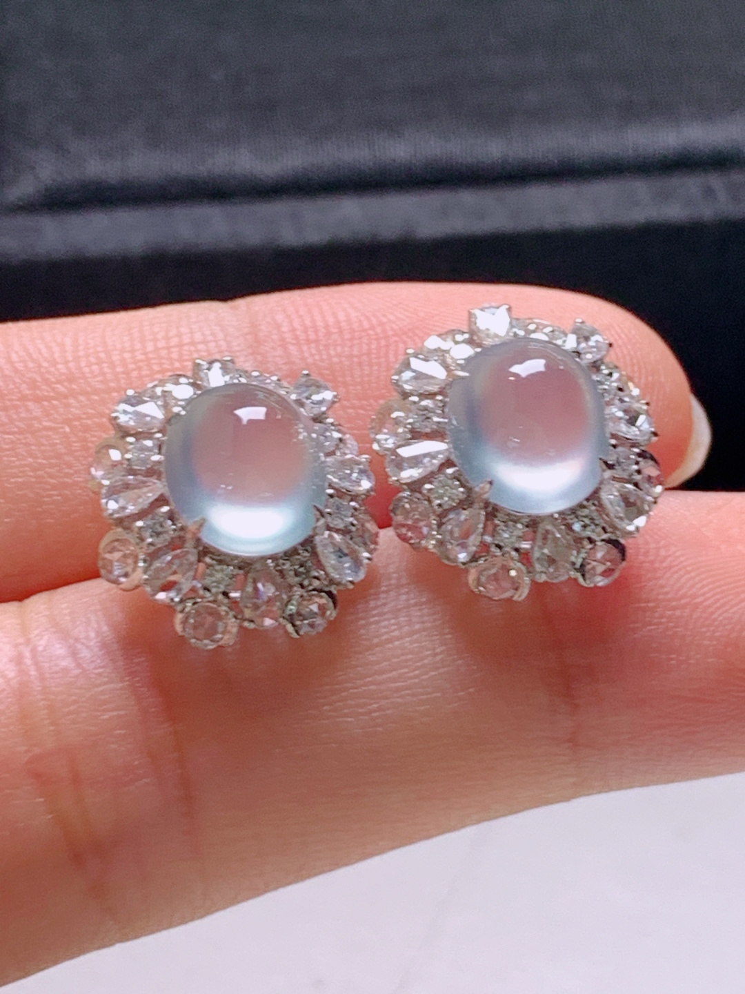 ️  冰种旦面耳钉，无裂通透起光，裸石8.5-7.6-4.9