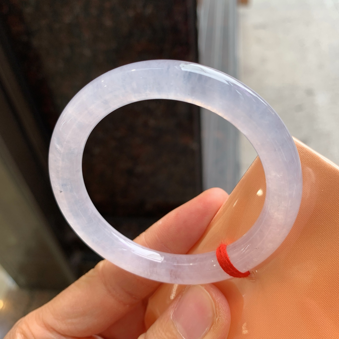 圆条冰镯 无裂 尺寸：51.2/8.6  小圈口