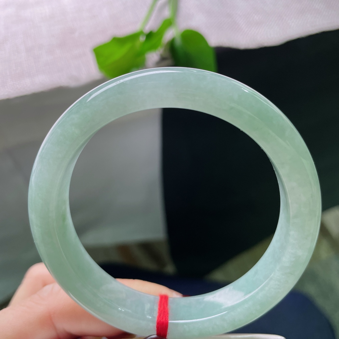 56.9/11.8/2，芙蓉绿正圈，色泽均匀分布，百搭，水头好，种老，一点皮纹不显，ss49182a