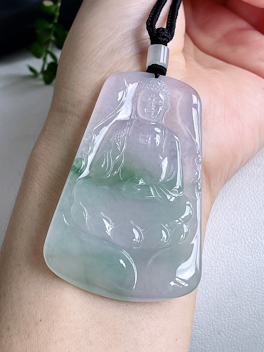 冰飘花阿弥陀佛牌吊坠，缅料 性比高，66.6-42-4.4，33.4克，无裂