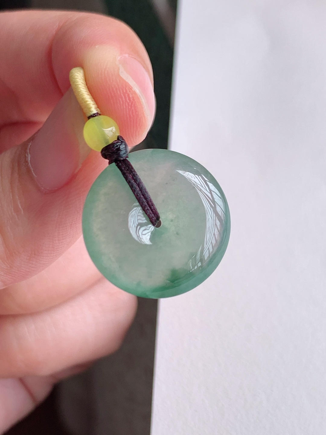 ️ 冰晴水飘花平安扣，无裂冰润色好，裸石19-4.9，自然光拍摄